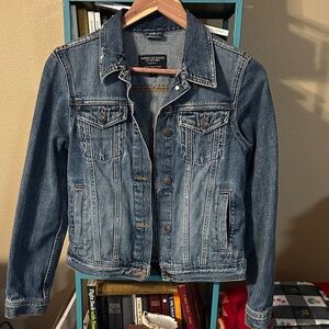 American Eagle Outfitters Distressed Blue Denim Jacket